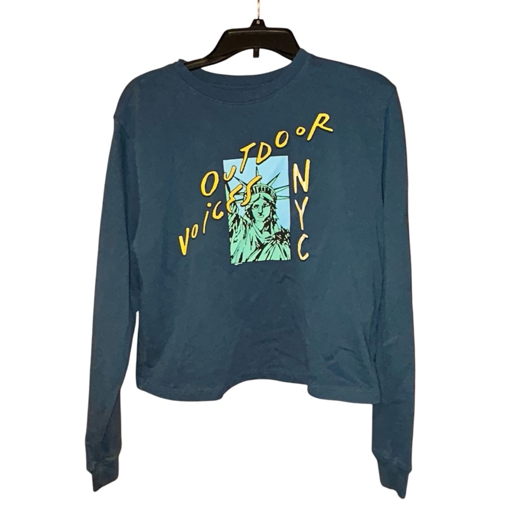 Outdoor Voices‎ NYC Graphic Liberty Sweatshirt Women’s Size Small Blue